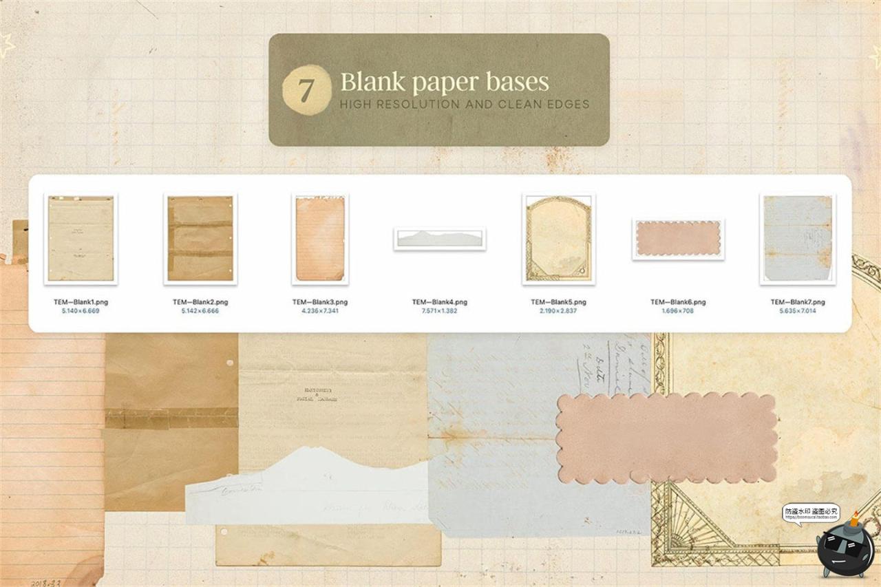 图片[8]-复古日记笔记本信封邮票门票收据人物剪贴拼贴元素PNG免抠图素材-设计猿