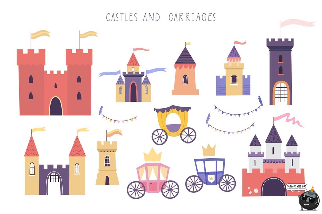 图片[3]-趣味卡通儿童童话魔法世界扁平化插图插画图案AI矢量PNG手账素材-设计猿