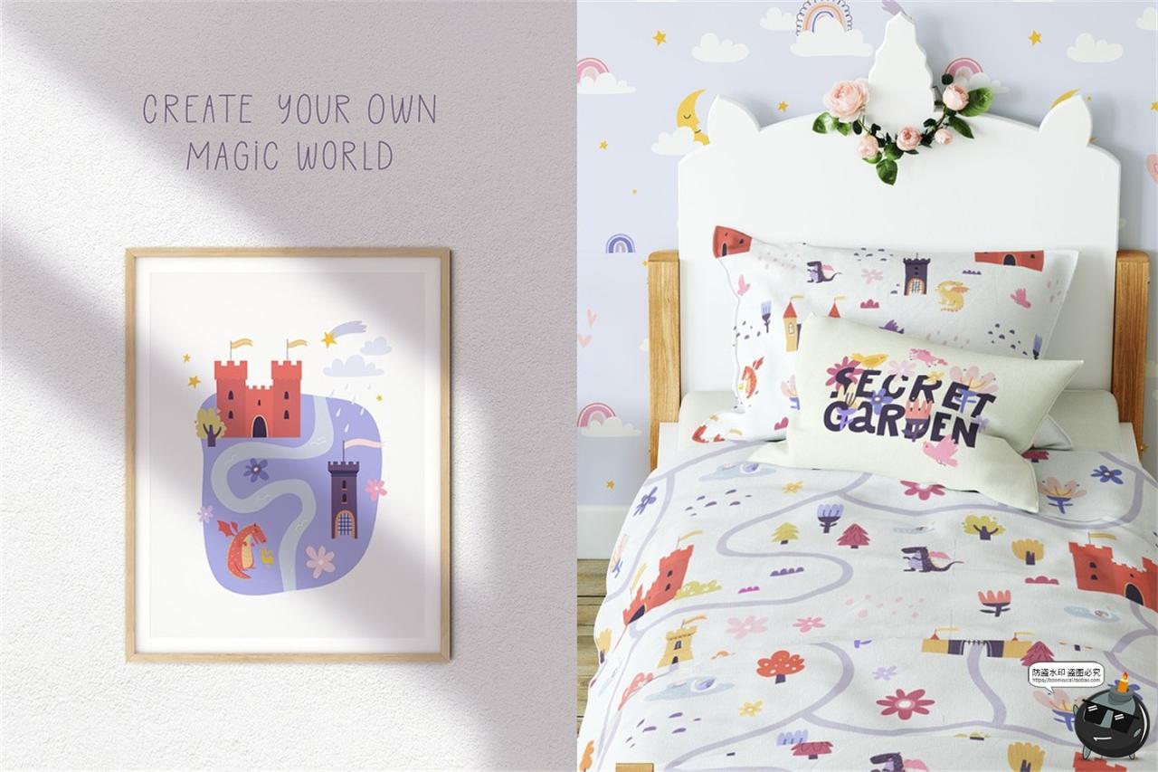 图片[11]-趣味卡通儿童童话魔法世界扁平化插图插画图案AI矢量PNG手账素材-设计猿