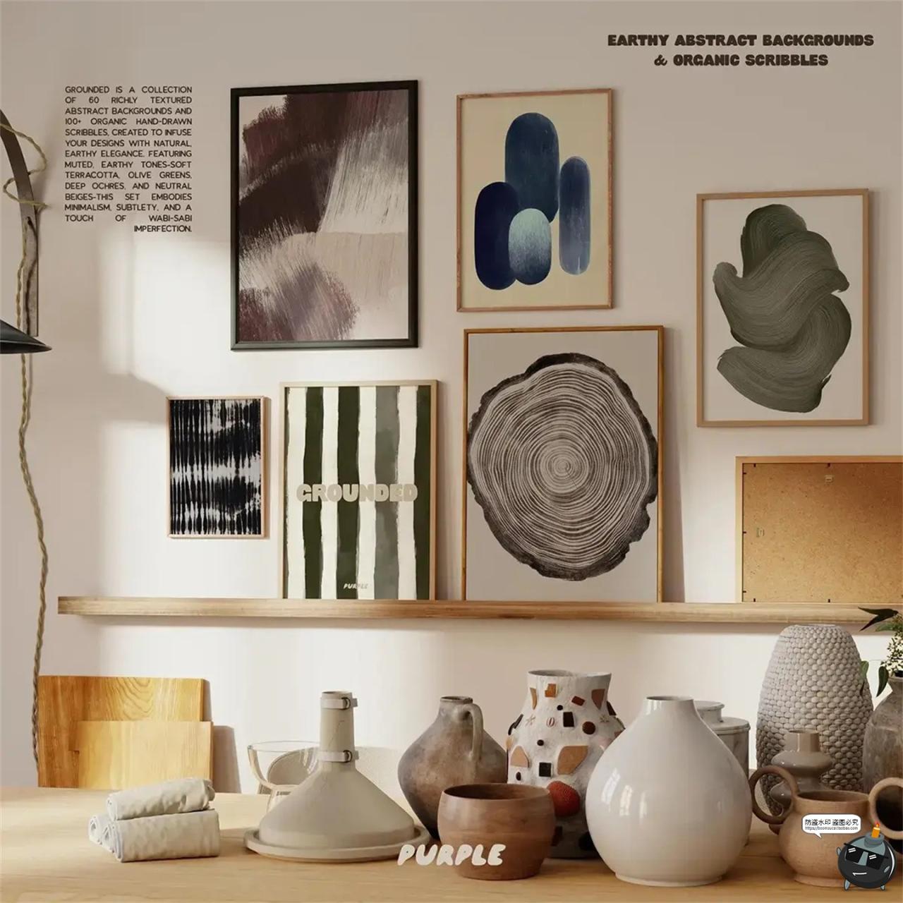 图片[4]-现代时尚手绘抽象艺术装饰挂画手工绘画背景底纹高清JPG图片素材-设计猿