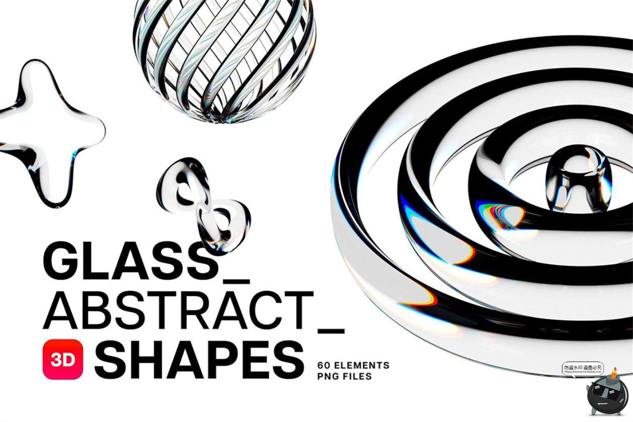 图片[1]-3D立体科幻时尚透明水晶体玻璃折射视觉几何图形PNG免抠图片素材-设计猿