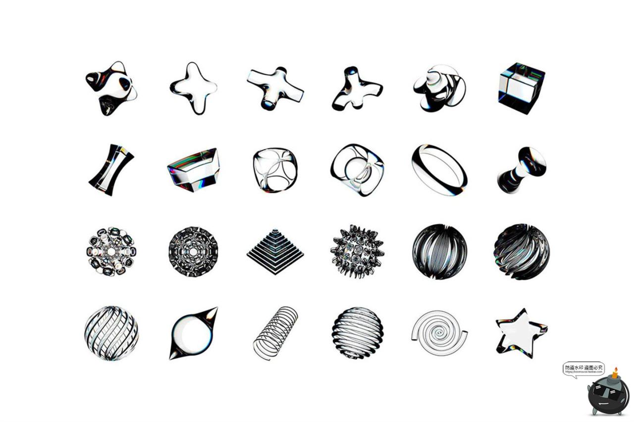 图片[2]-3D立体科幻时尚透明水晶体玻璃折射视觉几何图形PNG免抠图片素材-设计猿