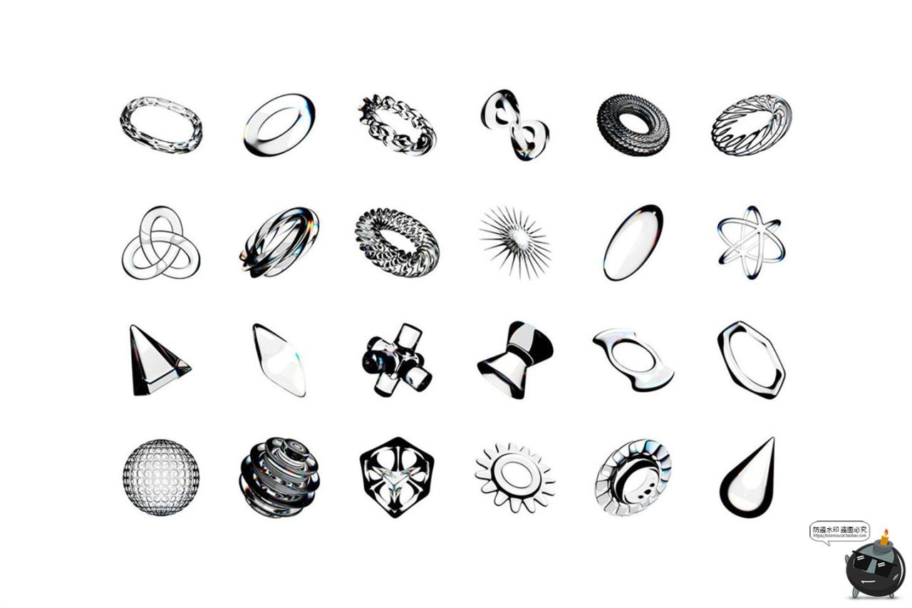 图片[4]-3D立体科幻时尚透明水晶体玻璃折射视觉几何图形PNG免抠图片素材-设计猿