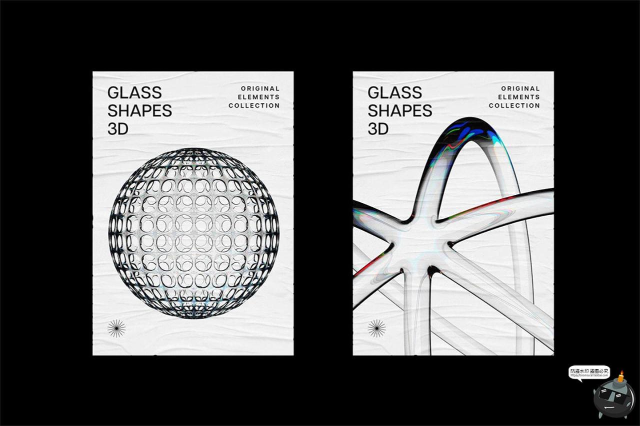 图片[7]-3D立体科幻时尚透明水晶体玻璃折射视觉几何图形PNG免抠图片素材-设计猿
