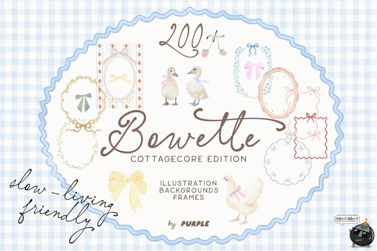 图片[1]-英国乡村田园风小清新手绘插图插画边框图案背景PNG免抠图片素材-设计猿