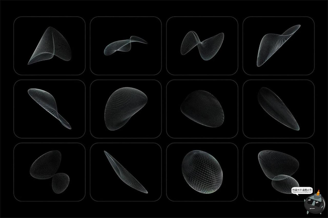 图片[3]-3D立体抽象艺术科幻线框网格科技海报背景底纹PNG免抠图片素材-设计猿