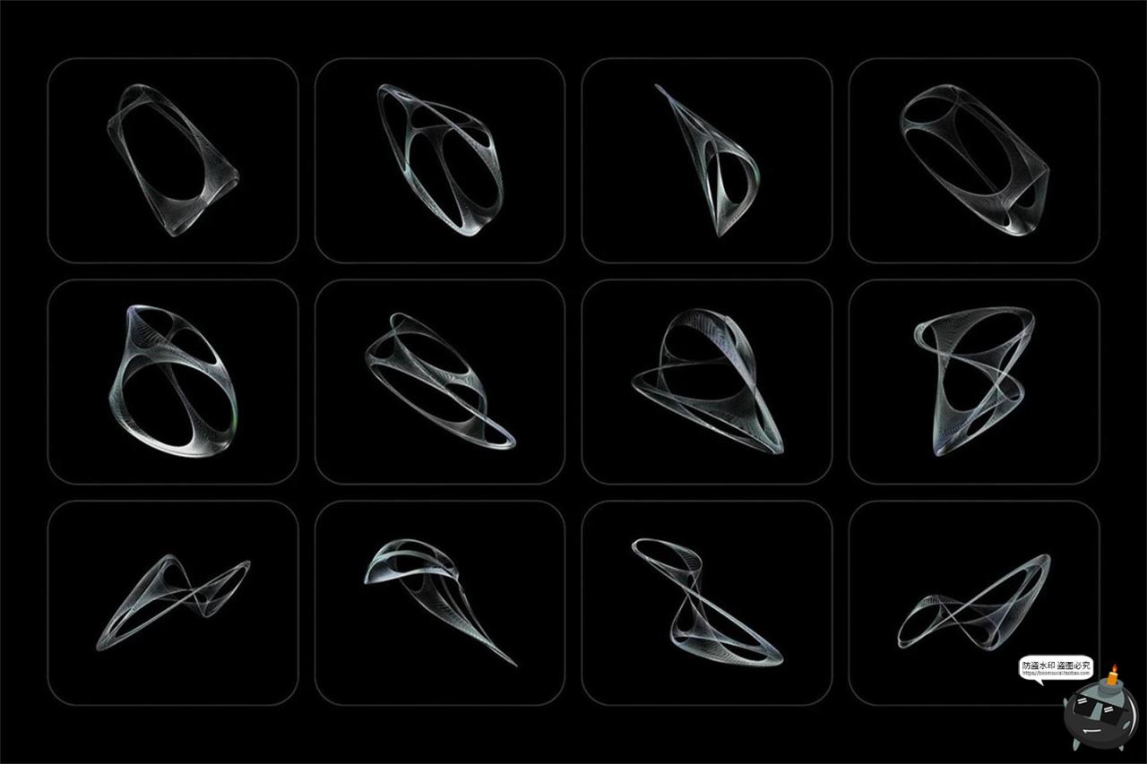 图片[4]-3D立体抽象艺术科幻线框网格科技海报背景底纹PNG免抠图片素材-设计猿