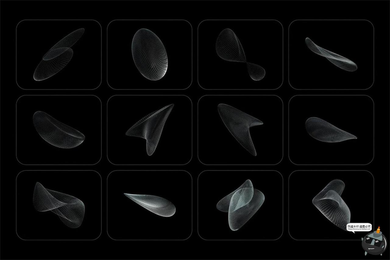 图片[5]-3D立体抽象艺术科幻线框网格科技海报背景底纹PNG免抠图片素材-设计猿