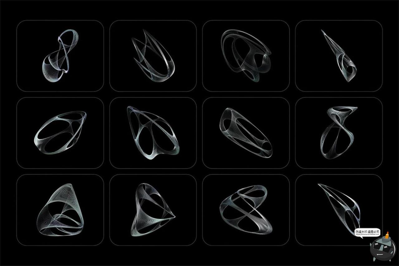图片[6]-3D立体抽象艺术科幻线框网格科技海报背景底纹PNG免抠图片素材-设计猿
