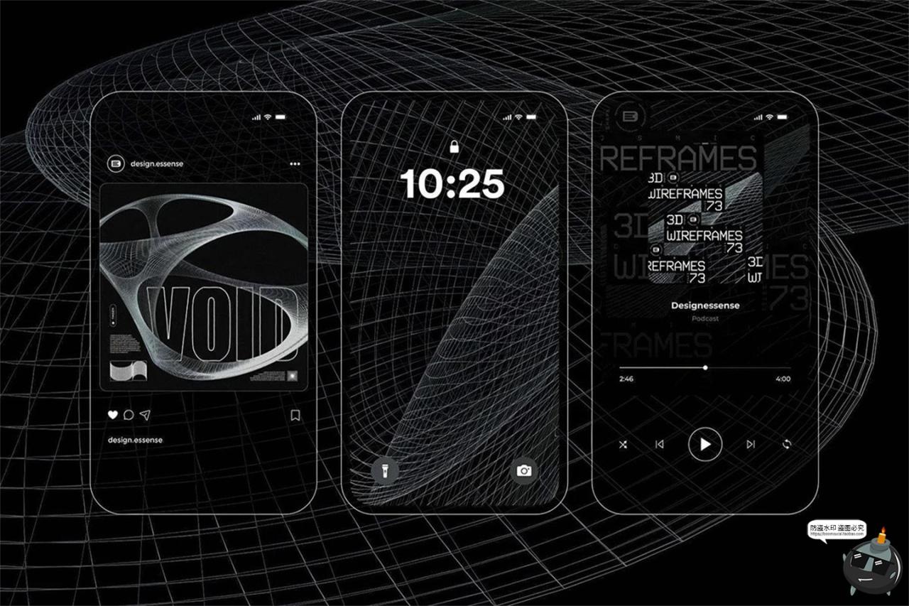 图片[8]-3D立体抽象艺术科幻线框网格科技海报背景底纹PNG免抠图片素材-设计猿