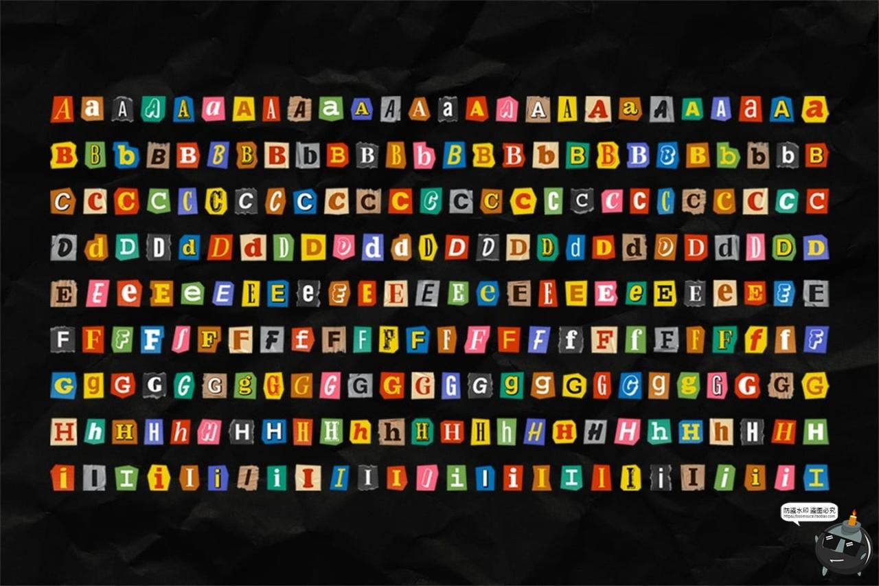 图片[3]-潮流复古英文字母数字符号剪纸拼贴撕纸手账PNG免抠图片PSD素材-设计猿