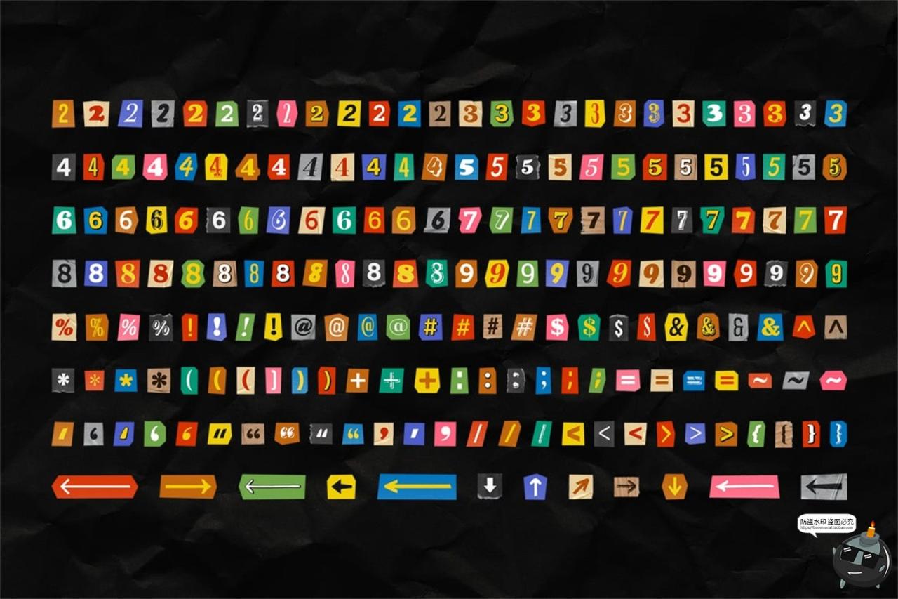 图片[4]-潮流复古英文字母数字符号剪纸拼贴撕纸手账PNG免抠图片PSD素材-设计猿