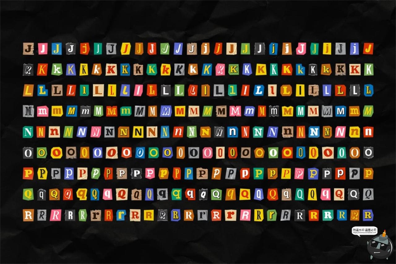 图片[5]-潮流复古英文字母数字符号剪纸拼贴撕纸手账PNG免抠图片PSD素材-设计猿