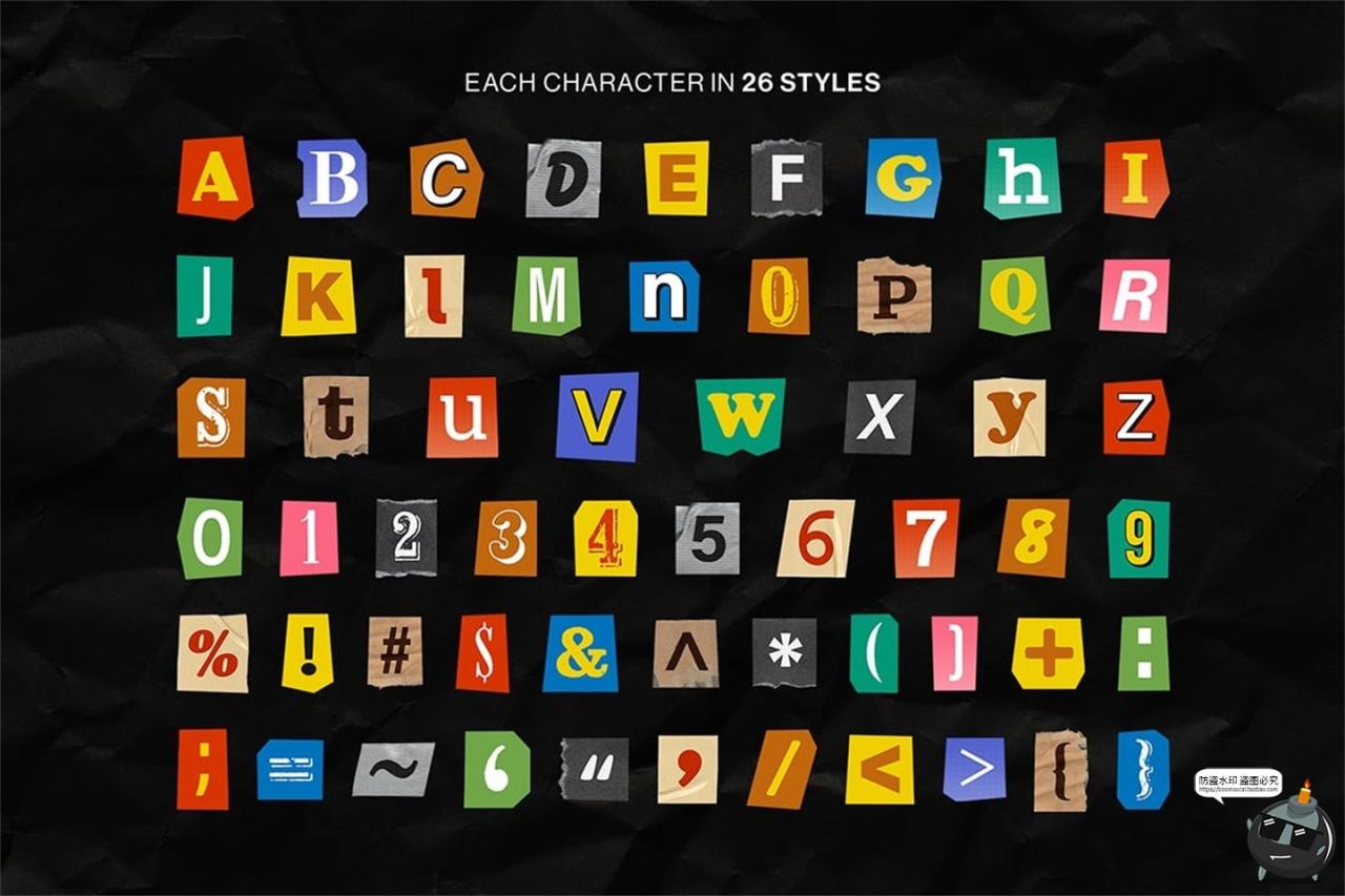 图片[6]-潮流复古英文字母数字符号剪纸拼贴撕纸手账PNG免抠图片PSD素材-设计猿