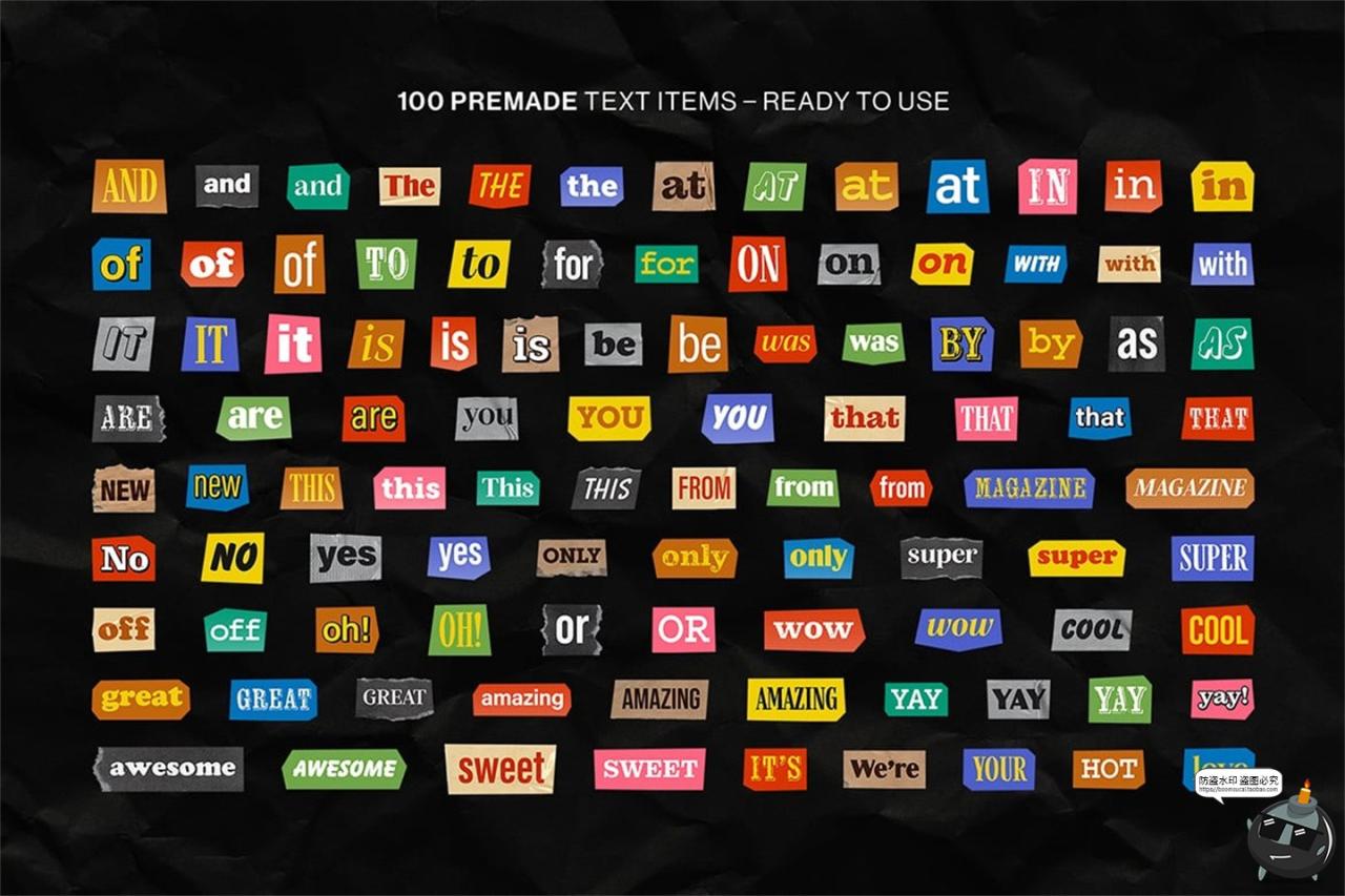 图片[7]-潮流复古英文字母数字符号剪纸拼贴撕纸手账PNG免抠图片PSD素材-设计猿