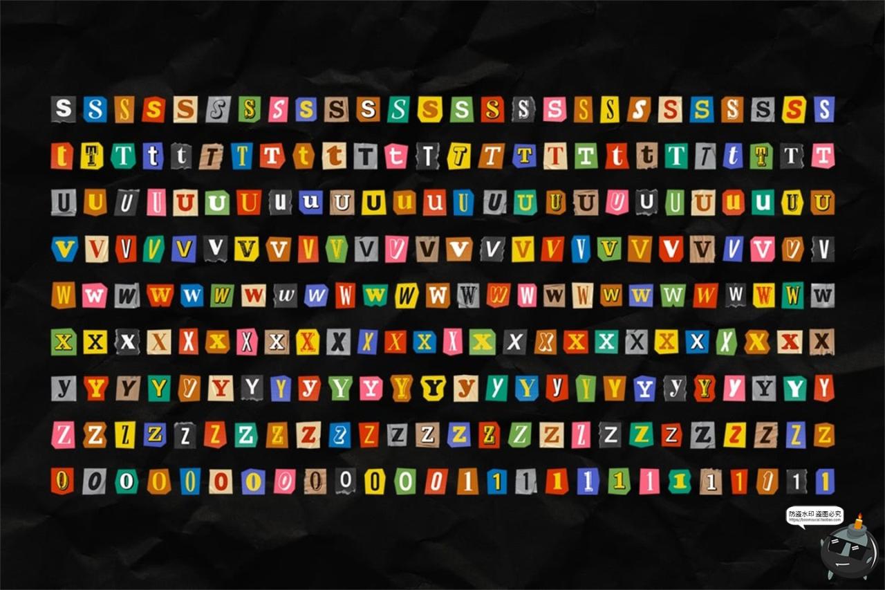 图片[8]-潮流复古英文字母数字符号剪纸拼贴撕纸手账PNG免抠图片PSD素材-设计猿