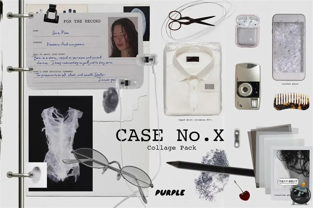 图片[1]-复古档案证件相片资料胶带宝丽来边框英文拼贴艺术PNG免抠图素材-设计猿