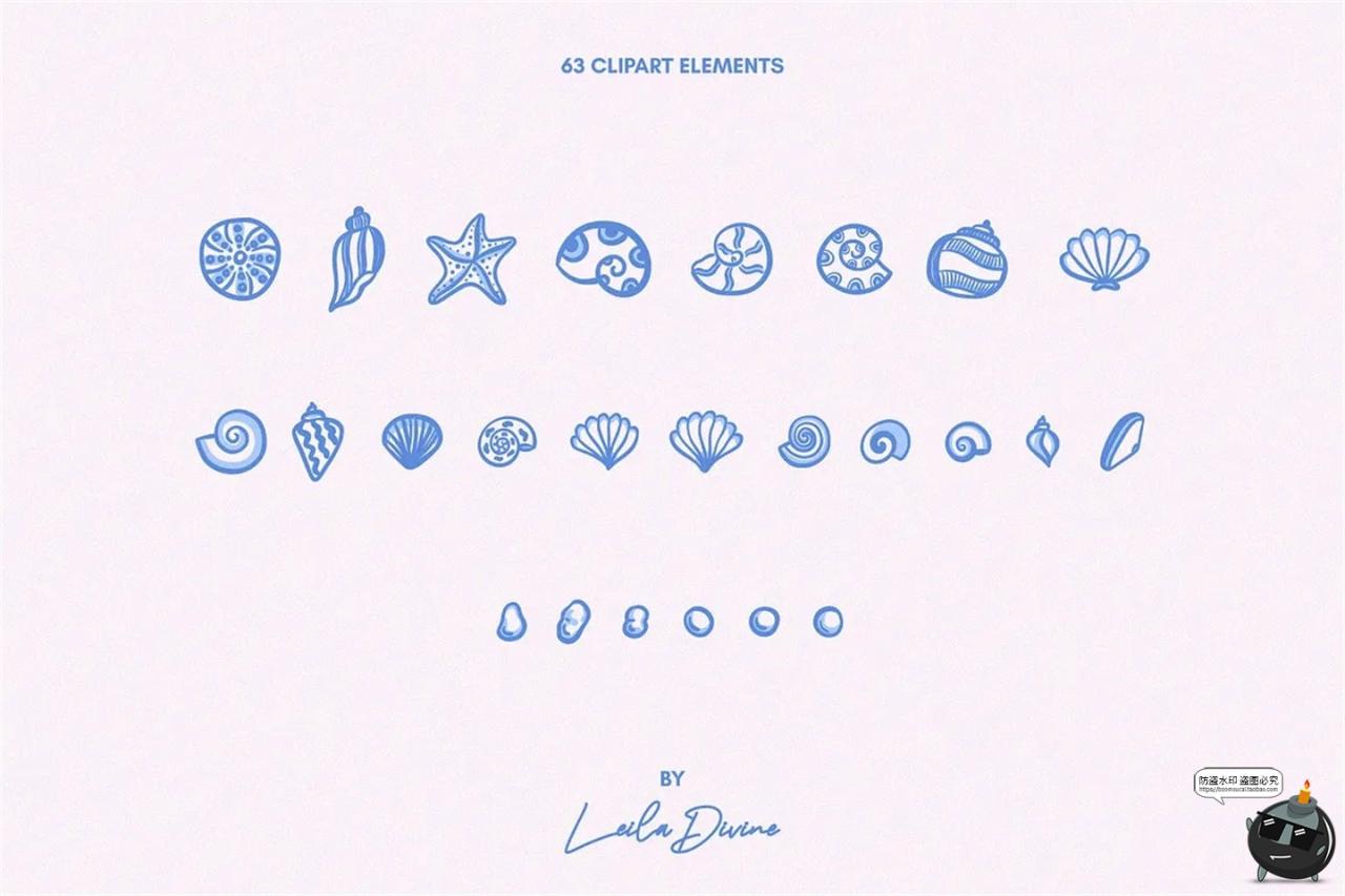 图片[4]-时尚手绘贝壳海螺海星海洋生物插图插画图案AI矢量PNG免扣JPG素材-设计猿