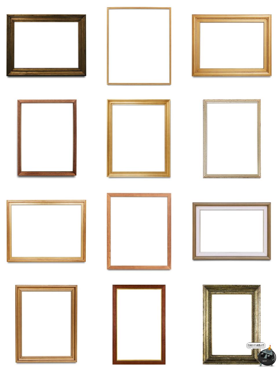 图片[2]-复古老式木质金属镀金矩形椭圆相框边框美工手账PNG免抠图片素材-设计猿