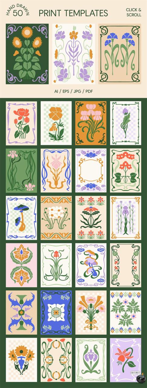 图片[2]-复古手绘自然草本植物花卉树叶新艺术装饰插图插画AI矢量JPG素材-设计猿