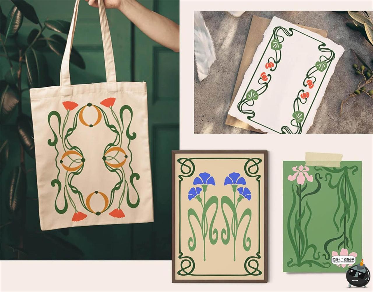 图片[10]-复古手绘自然草本植物花卉树叶新艺术装饰插图插画AI矢量JPG素材-设计猿