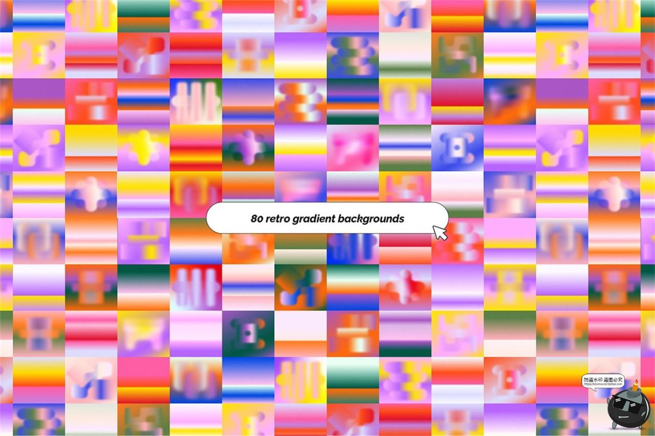 图片[2]-复古蒸汽波3D立体几何图形彩虹迷幻渐变背景AI矢量PNG免扣JPG素材-设计猿