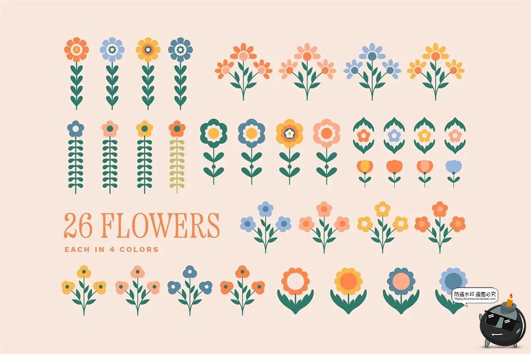 图片[3]-复古优雅时尚野花雏菊郁金香无缝拼接花卉JPG图案AI矢量PNG素材-设计猿