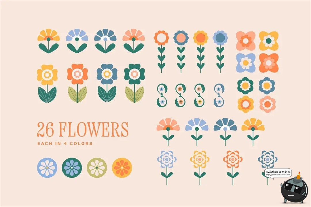 图片[4]-复古优雅时尚野花雏菊郁金香无缝拼接花卉JPG图案AI矢量PNG素材-设计猿