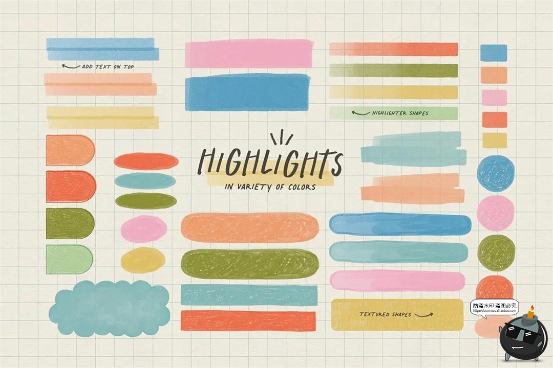 图片[6]-趣味潮流可爱手绘标记符号手帐日记手稿涂鸦拼贴PNG免抠图片素材-设计猿