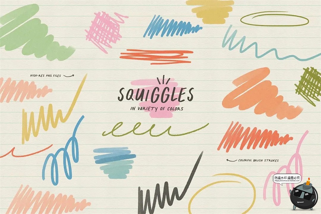 图片[7]-趣味潮流可爱手绘标记符号手帐日记手稿涂鸦拼贴PNG免抠图片素材-设计猿