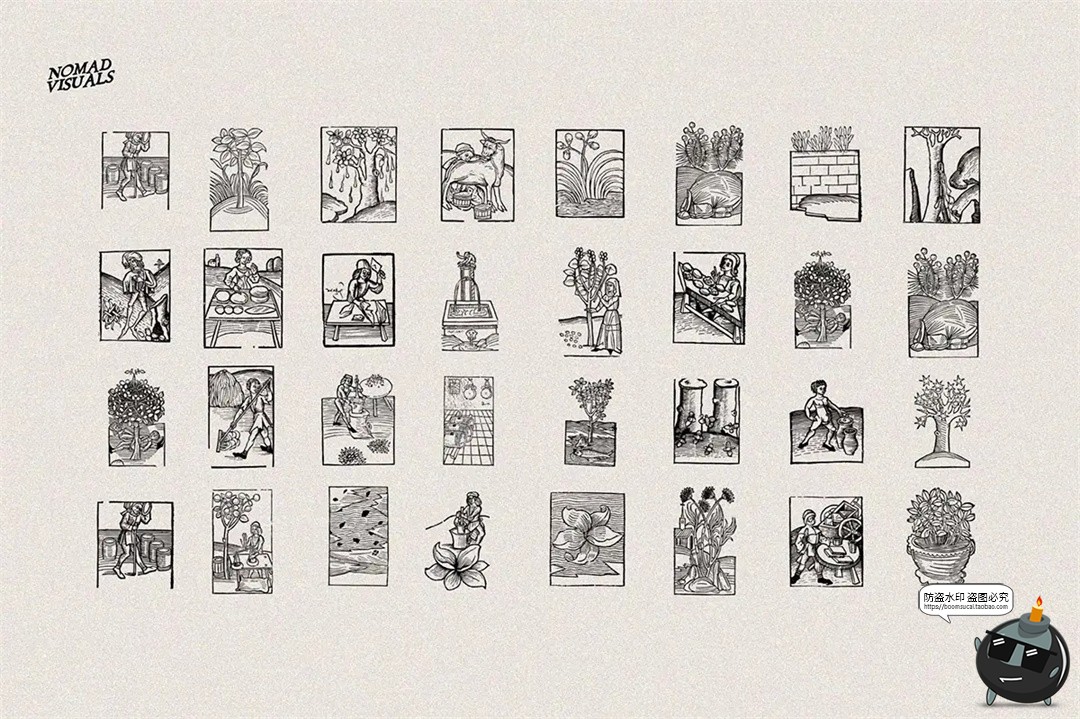 图片[3]-中世纪复古手绘草本植物手稿线描插图插画AI矢量PNG免抠图片素材-设计猿