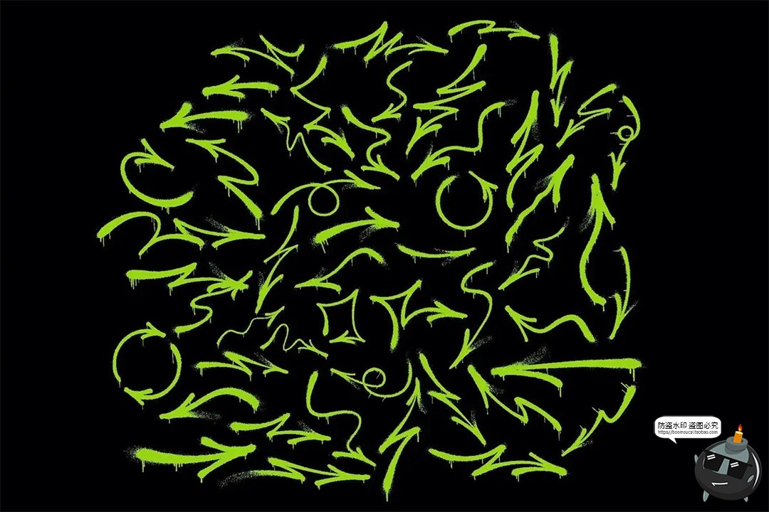 图片[3]-潮流街头艺术手工涂鸦噪点喷漆箭头导视标记符号AI矢量PNG素材图-设计猿