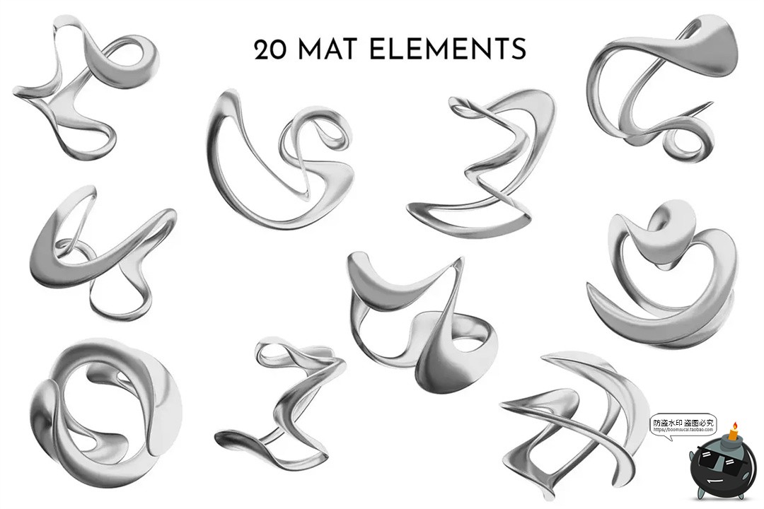 图片[3]-银色科幻3D华丽镀铬哑光液体金属抽象几何图形PNG免抠图片素材-设计猿