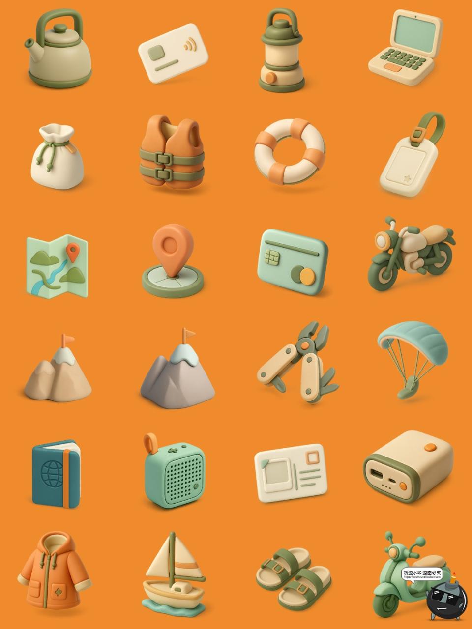 图片[4]-立体3D卡通旅行旅游度假露营帐篷春游icon图标插图PNG免抠素材图-设计猿