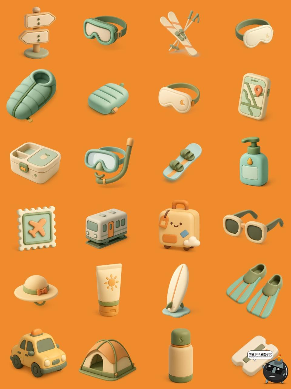 图片[6]-立体3D卡通旅行旅游度假露营帐篷春游icon图标插图PNG免抠素材图-设计猿