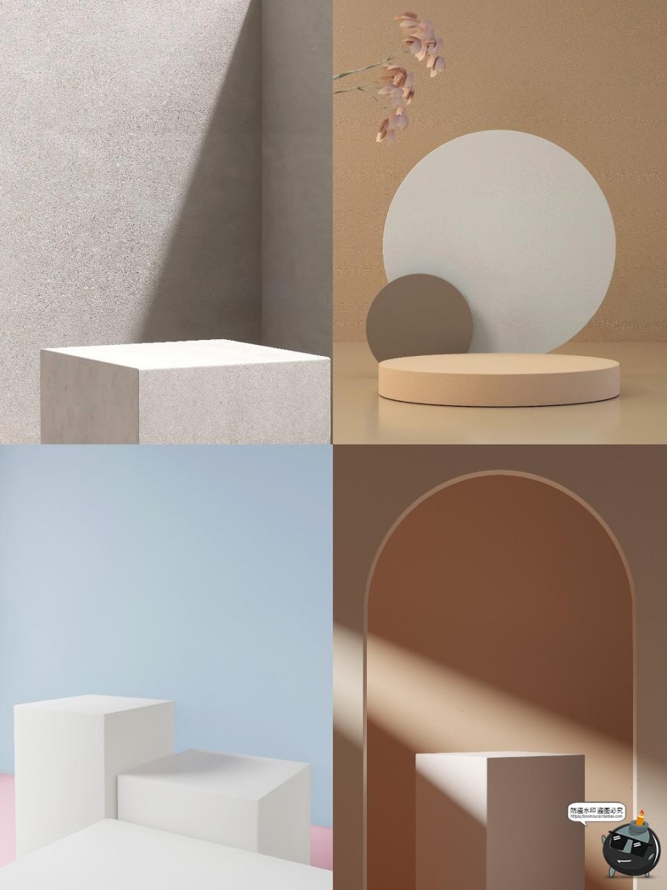 高清简约展台电商产品渲染场景桌面几何立体海报背景JPG图片素材-设计猿