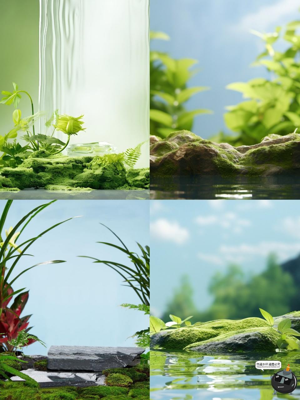 图片[3]-高清自然植物草本美妆产品绿色桌面展台海报背景JPG图片素材图-设计猿