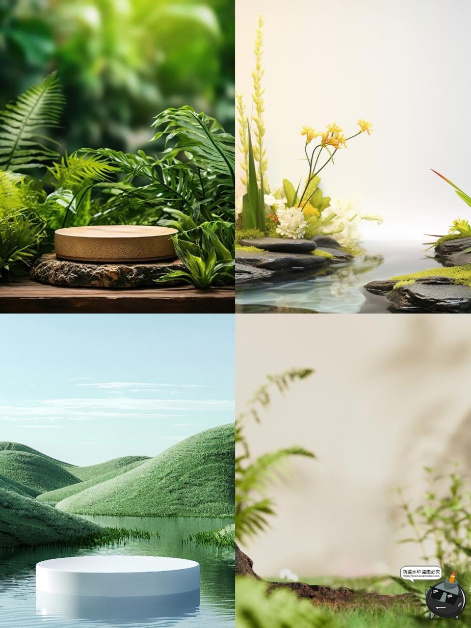 图片[4]-高清自然植物草本美妆产品绿色桌面展台海报背景JPG图片素材图-设计猿