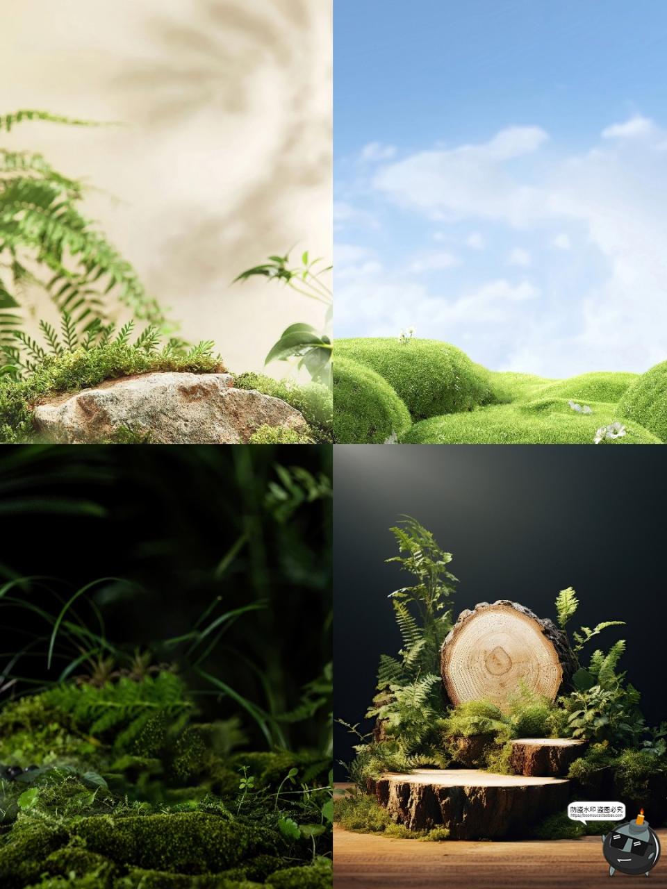 图片[6]-高清自然植物草本美妆产品绿色桌面展台海报背景JPG图片素材图-设计猿