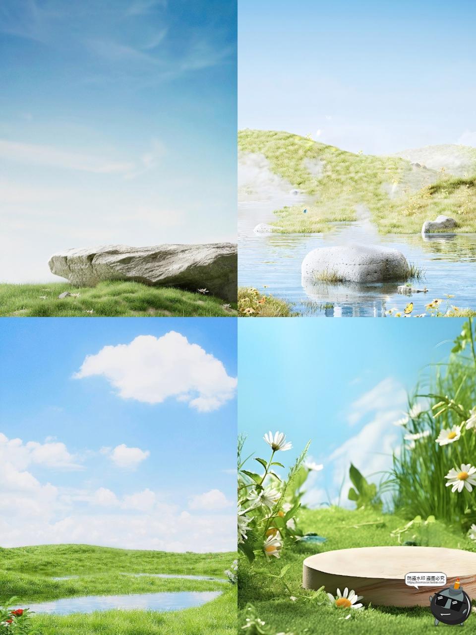 图片[8]-高清自然植物草本美妆产品绿色桌面展台海报背景JPG图片素材图-设计猿