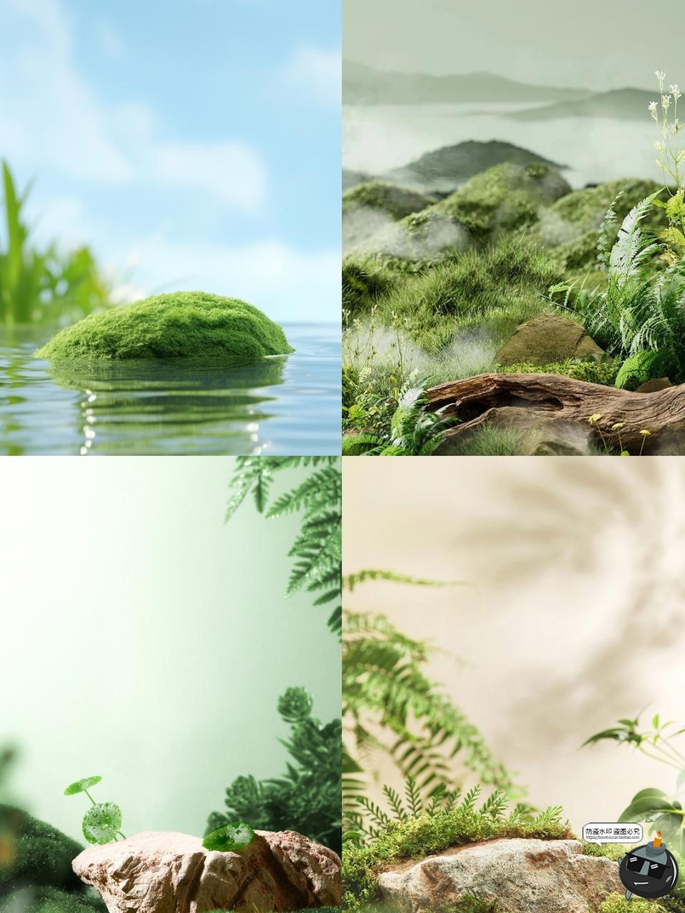 图片[11]-高清自然植物草本美妆产品绿色桌面展台海报背景JPG图片素材图-设计猿