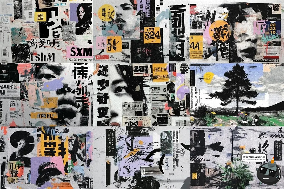 图片[4]-日系复古潮流日式美学数字抽象艺术混合拼贴背景底纹JPG图片素材-设计猿