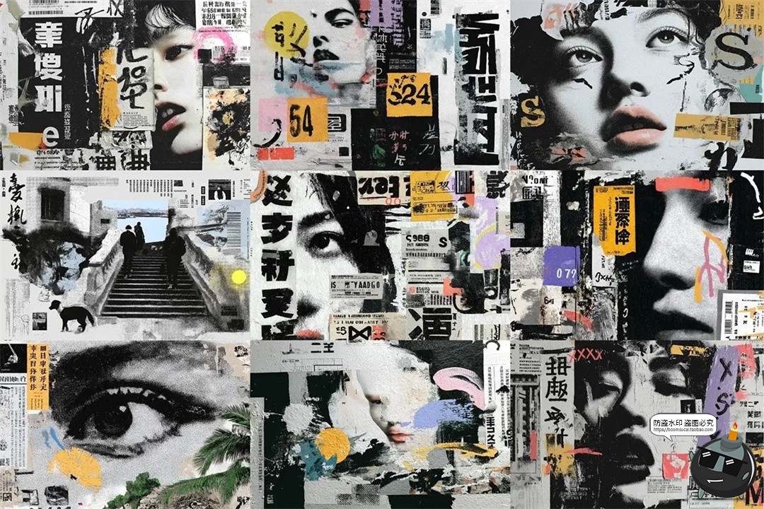 图片[5]-日系复古潮流日式美学数字抽象艺术混合拼贴背景底纹JPG图片素材-设计猿