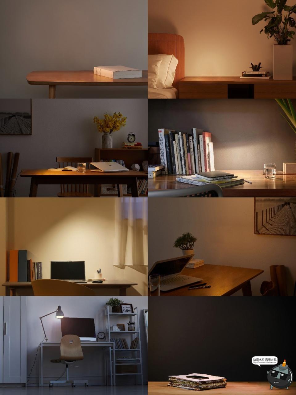 高清夜晚桌面室内家居卧室书桌产品灯光场景海报背景JPG图片素材-设计猿