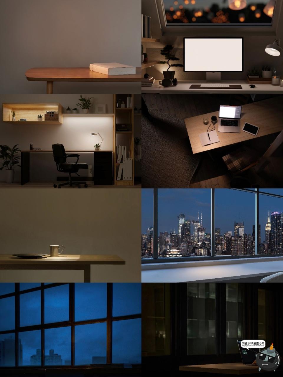 图片[2]-高清夜晚桌面室内家居卧室书桌产品灯光场景海报背景JPG图片素材-设计猿