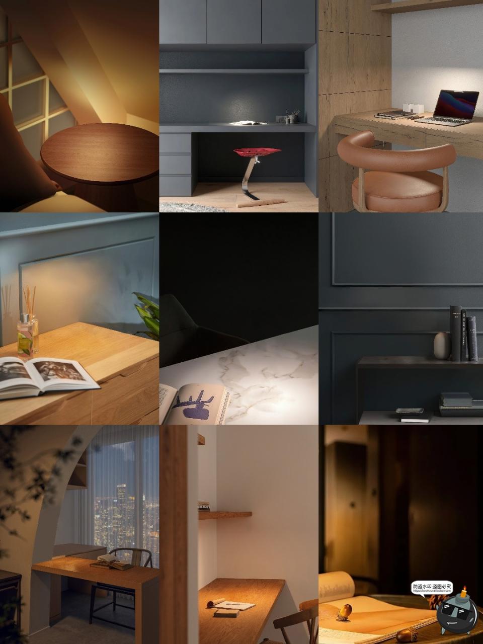 图片[5]-高清夜晚桌面室内家居卧室书桌产品灯光场景海报背景JPG图片素材-设计猿