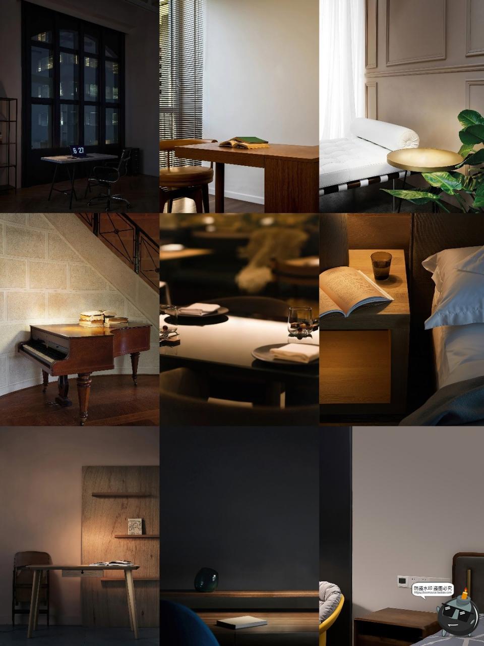 图片[8]-高清夜晚桌面室内家居卧室书桌产品灯光场景海报背景JPG图片素材-设计猿