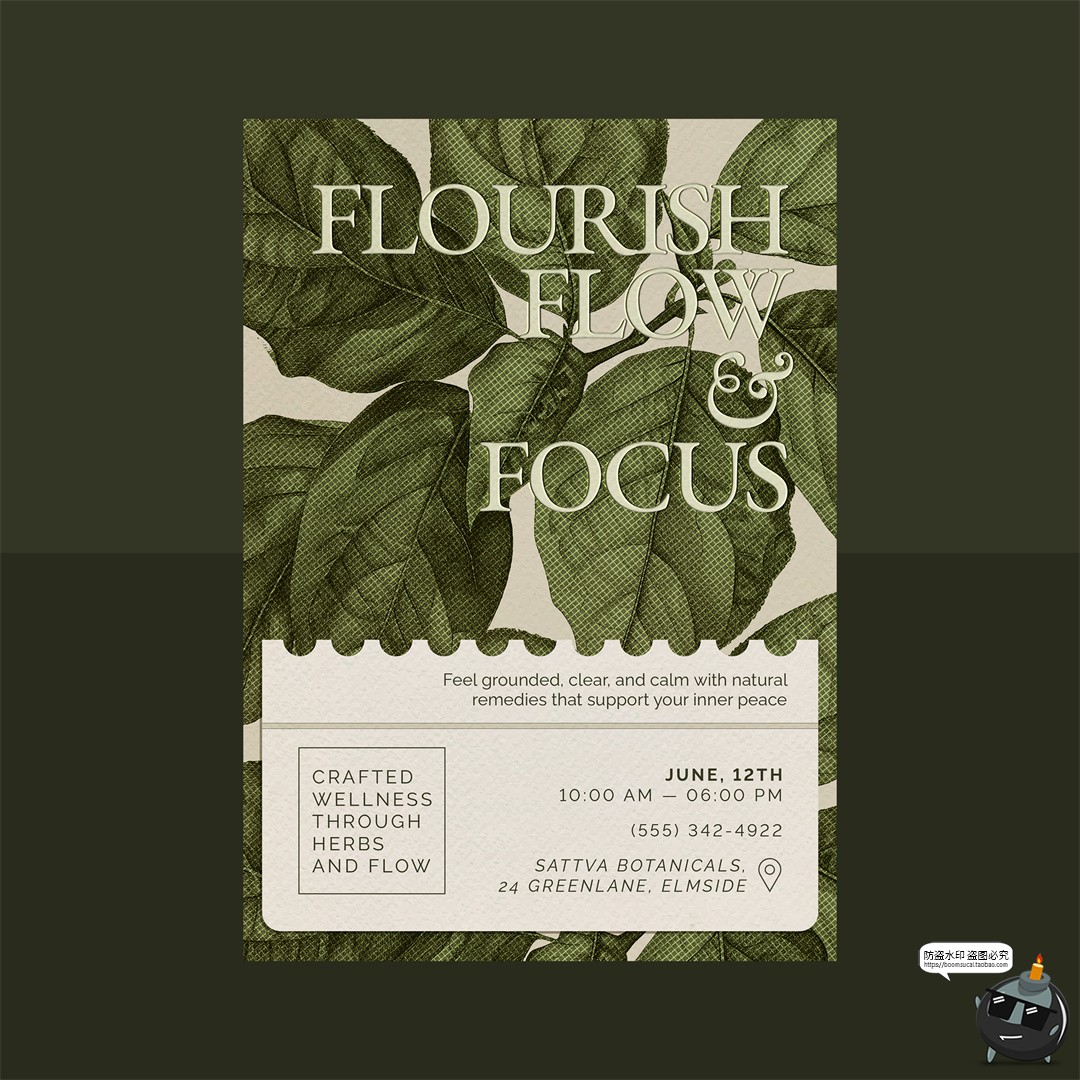 图片[3]-文艺中药草药手绘植物叶子海报广告版式排版宣传单PSD模板ps素材-设计猿