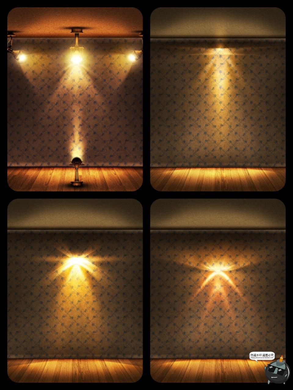 神秘射灯光效光束光线复古古老密室风格PSD模板分层源文件PS素材-设计猿