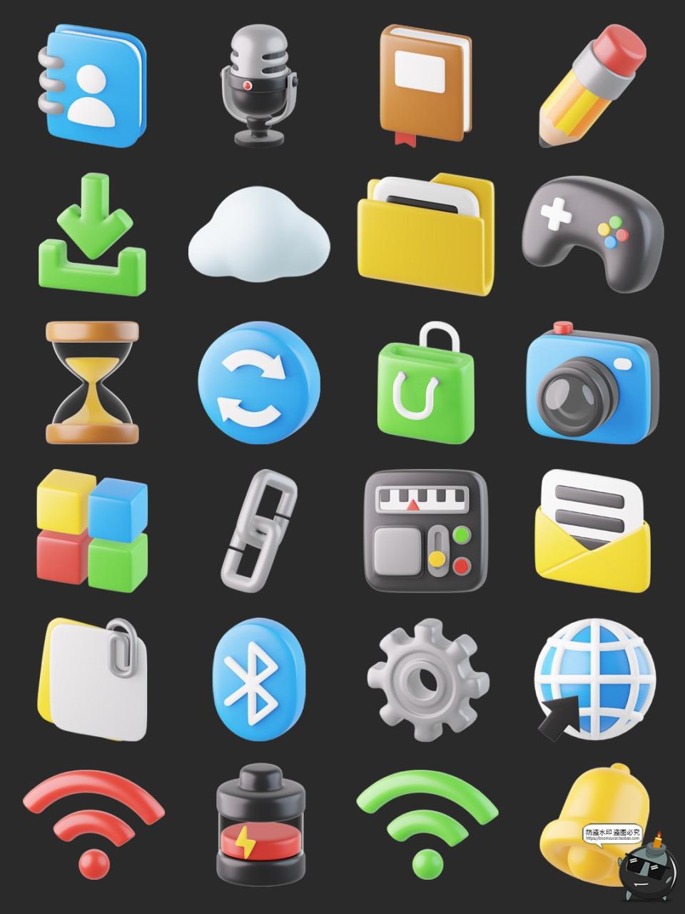 图片[2]-卡通风格网站APP UI系统界面音量设置信息3D立体图标PNG免抠素材-设计猿